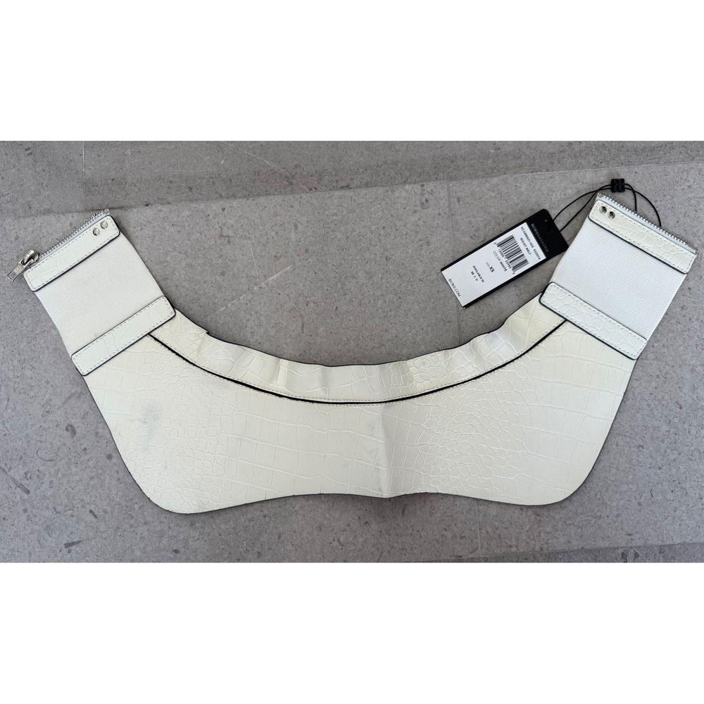 BCBGMAXAZRIA White Croc Embossed Wide Waist Corset Belt KCABB921 XS NWT